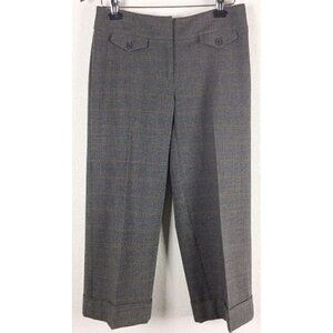 Cabi Sz 0 Cuffed Cropped Gray Plaid Wide Leg Capri Pants Career Women xs